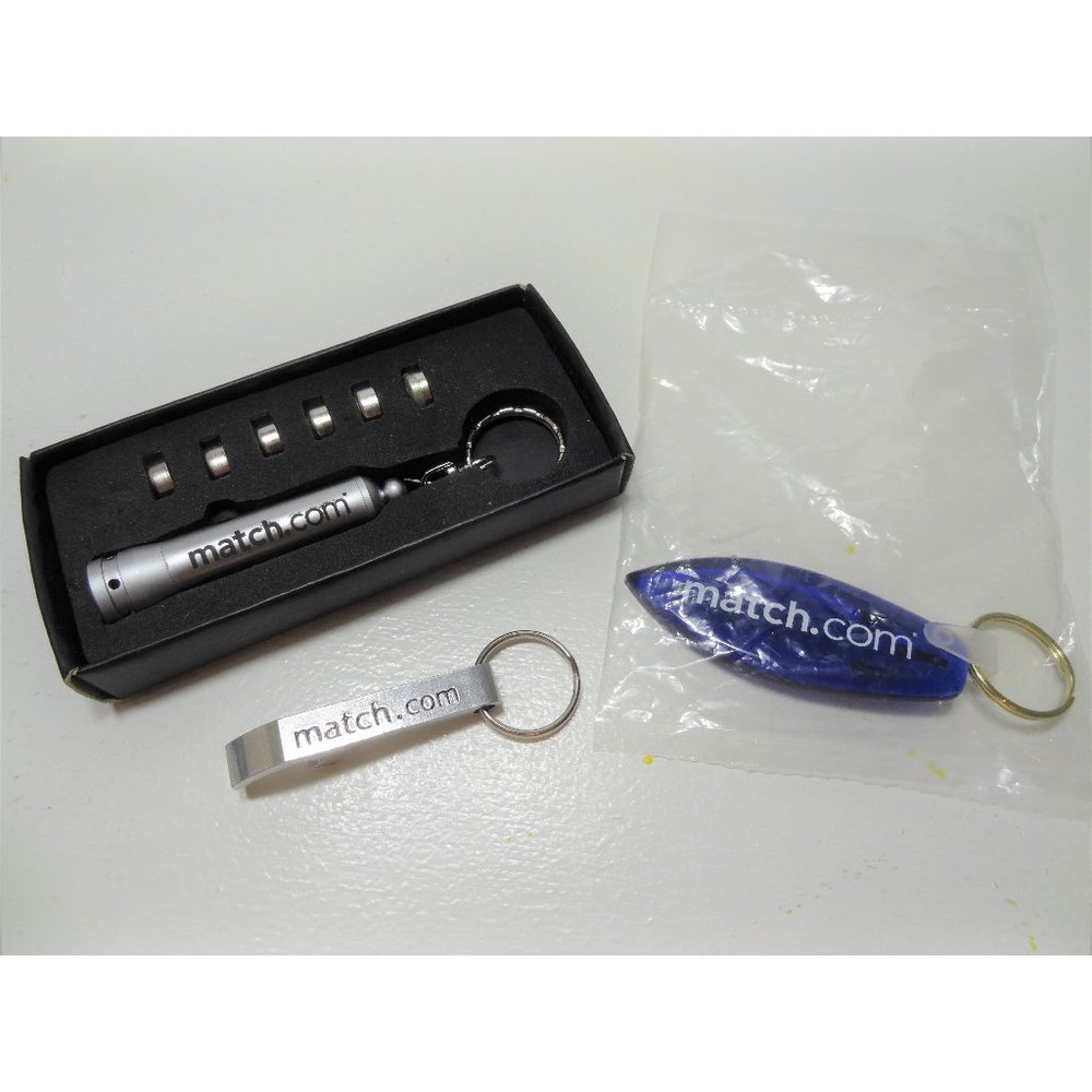 Match.Com Vintage Memorabilia Keychains Set Of 3